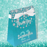 Birthday teal blue green diamonds glitter name favor box<br><div class="desc">An elegant and glamourous 21st birthday favour bag. Teal, blue green gradient coloured faux glitter with faux diamond sprinkle. Templates for a name, age 21 and a date. Date of birth or the date of the party/anniversary. With the text: Thank You! White and teal coloured letters. The name is written...</div>