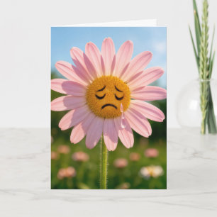 Birthday Tearful Pink Daisy Card