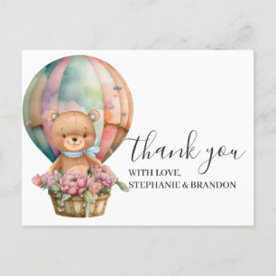 Birthday Teddy Bear Balloon Thank You Postcard
