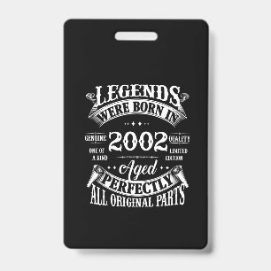 Birthday Tee Vintage Legends Born In 2002 Badge