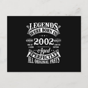 Birthday Tee Vintage Legends Born In 2002 Postcard