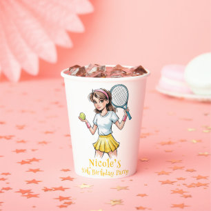 Birthday Tennis Ace Girl Celebration Paper Cups