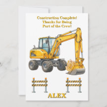 Birthday Thank You Card | Construction Complete