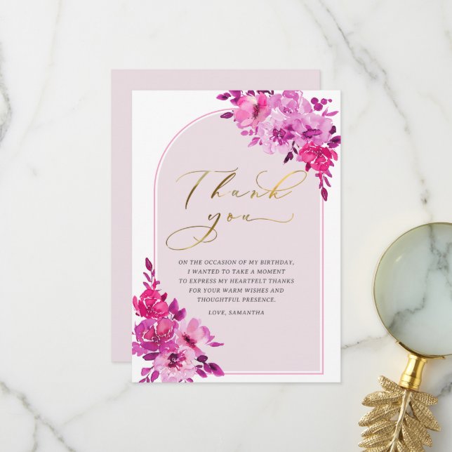 Birthday Thank You Cards for Adults (Front/Back In Situ)