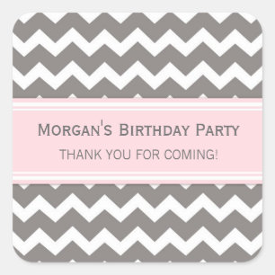 Birthday Thank You Custom Name Favour Tags Grey