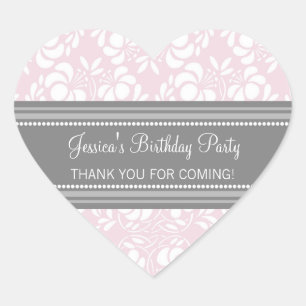 Birthday Thank You Custom Name Favour Tags Pink