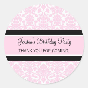 Birthday Thank You Custom Name Favour Tags Pink