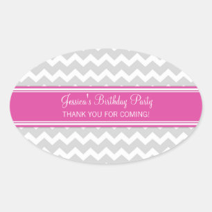 Birthday Thank You Custom Name Favour Tags Pink