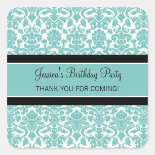 Birthday Thank You Custom Name Favour Tags Teal
