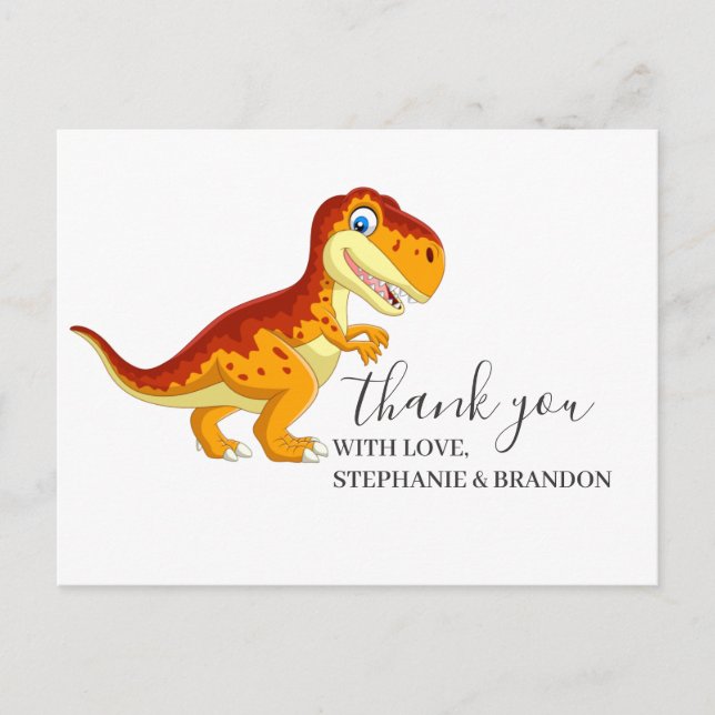 Birthday Thank You Dinosaur Gold   Postcard (Front)