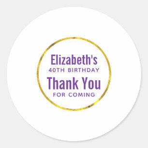 birthday thank you favour template classic round sticker
