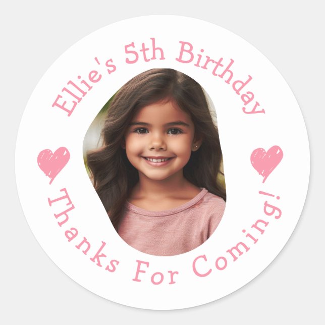 Birthday Thank You Favours Any Age Customizable Classic Round Sticker (Front)