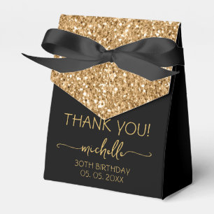 Birthday Thank You Gold Glitter Monogram Script  Favor Box