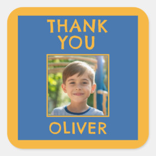 Birthday Thank you Kids Name & Photo  Square Sticker