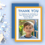 Birthday Thank you Kids Photo Card<br><div class="desc">Birthday Thank you Kids Photo Card. A cute birthday thank you card for your friends and family. Upload your photo and personalize the card with your name and text. Great as thank you card for boys.</div>