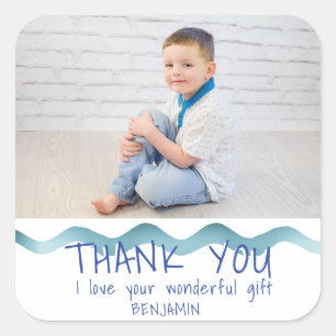Birthday Thank you Kids Photo Sticker Boy