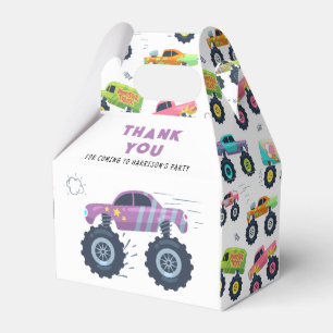 Birthday Thank You Modern Kids Monster Car Trucks Favor Box