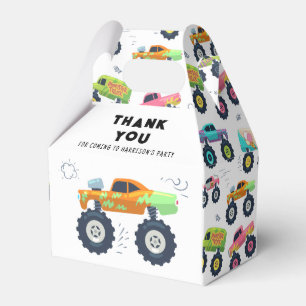 Birthday Thank You Modern Kids Monster Car Trucks Favor Box
