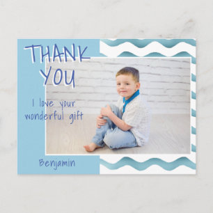 Birthday Thank you Photo Postcard Kids Boys