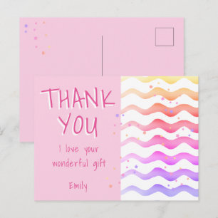 Birthday Thank you Pink Wave Girl Postcard