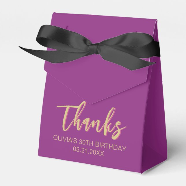 Birthday Thanks Simple Modern Pink Favour Boxes (Front Side)