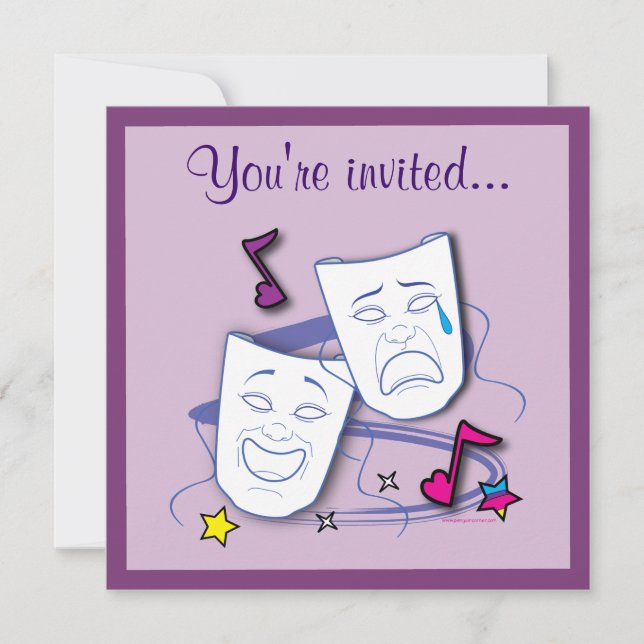 Birthday Theatre Party with Mask Invitation (Front)