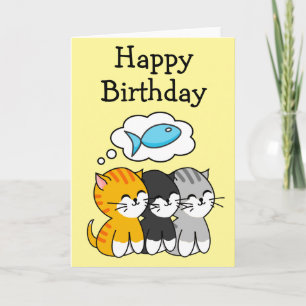 Birthday Three Kitten Card