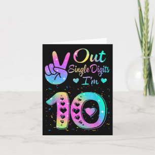 Birthday Tie Dye Single Digits Im 10th Digits Girl Card