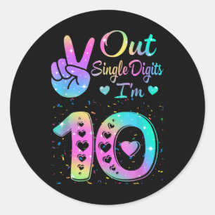 Birthday Tie Dye Single Digits Im 10th Digits Girl Classic Round Sticker