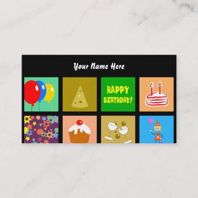 Birthday Tile Wallpaper, Your Name Here Business Card (Front)