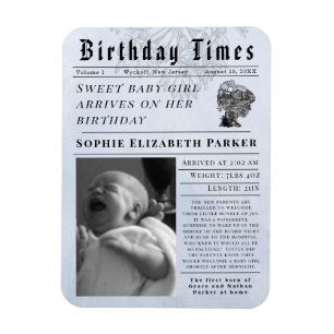 Birthday Times Newborn Birth Magnet