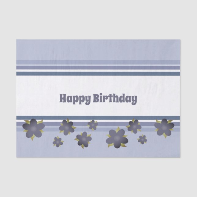Birthday Tissue Paper In Blues (Front)