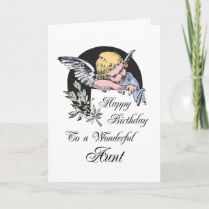 Birthday to Aunt with Vintage Religious Angel Card