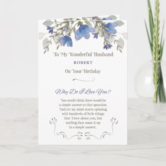 Birthday to Husband Personalize with Name Card (Front)
