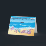 Birthday to Older Granddaughter Personalized Card<br><div class="desc">A collection of brightly coloured seashells lines a sunny shore, with cheerful waves creating movement and fun in the background. Her name appears in a flowing, lively font that mirrors the wave action, adding a custom touch to this joyful beach scene. Designed for a teen or adult granddaughter, this card...</div>