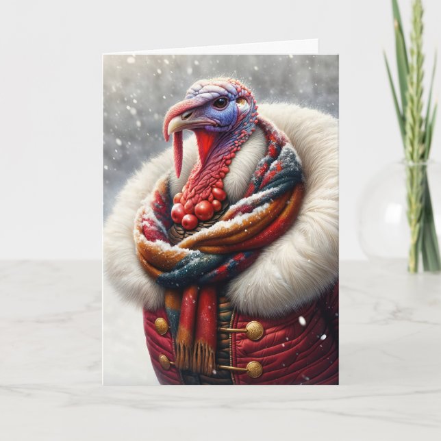 Birthday Tom Turkey Wearing a Winter Coat Card (Front)
