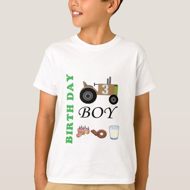 Birthday tractor shirt  personalized birthday boy (Front)