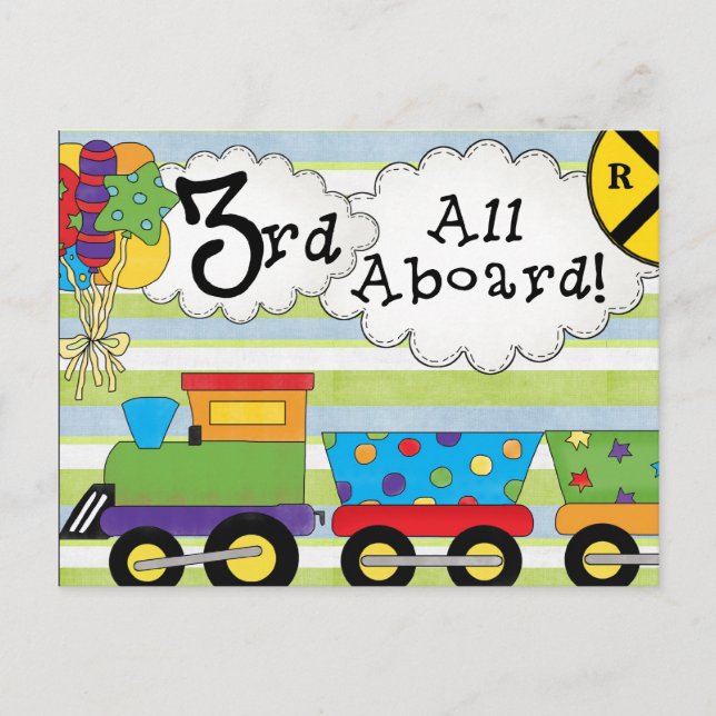 Birthday Train 3rd Birthday Invitations (Front)