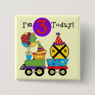 Birthday Train 3rd Birthday Tshirts and Gifts 2 Inch Square Button