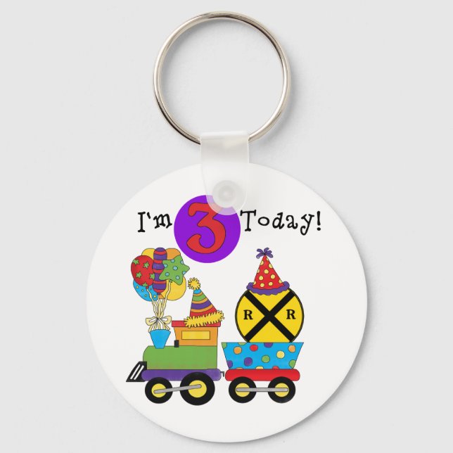 Birthday Train 3rd Birthday Tshirts and Gifts Keychain (Front)