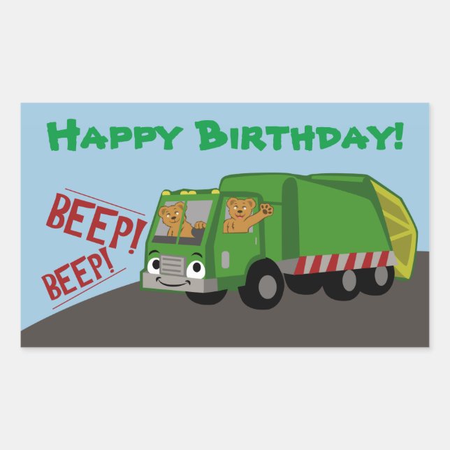 Birthday Trash Truck Sticker (Front)