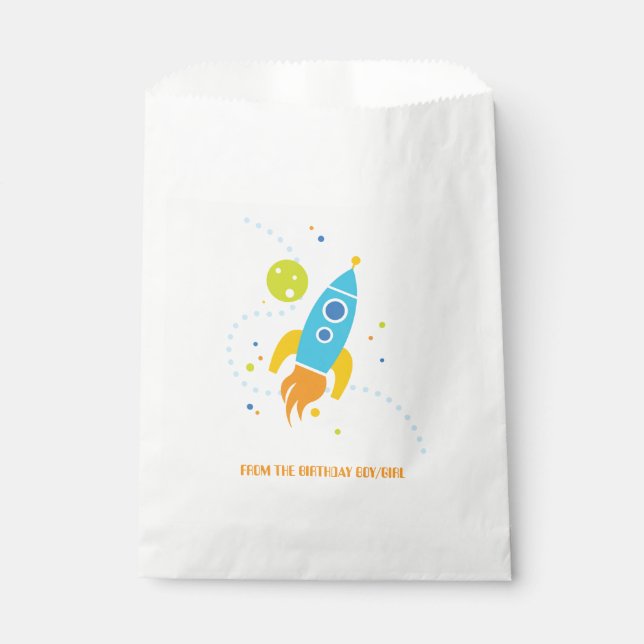 Birthday Treat Bag Moon Rocket (Front)