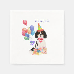 Birthday Tri Cavalier King Charles Spaniel   Napkin