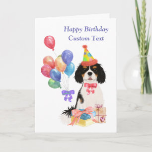 Birthday Tri Colour Cavalier King Charles Spaniel  Card