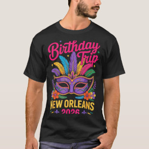 Birthday Trip New Orleans 2026 Matching Mardi Gras T-Shirt