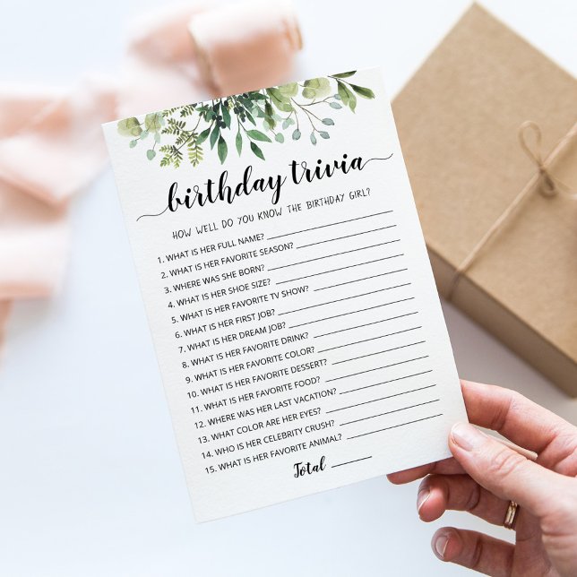 Birthday Trivia editable game Card (Creator Uploaded)
