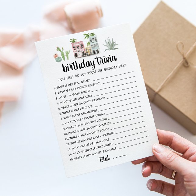 Birthday Trivia editable game Card (Creator Uploaded)