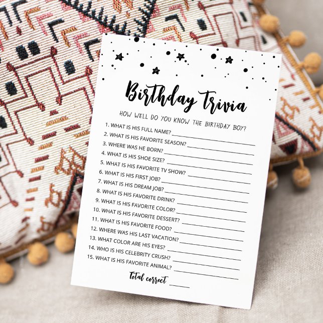 Birthday Trivia editable game Card (Creator Uploaded)