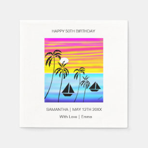 Birthday, Tropical Sunset Sunset Ocean Sailing Napkin