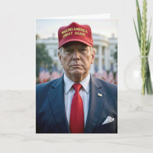 Birthday Trump With a Red MAGA Hat Card